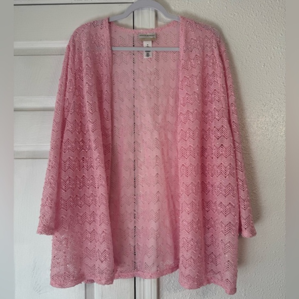 Alfred Dunner Pink Open-Front Cardigan